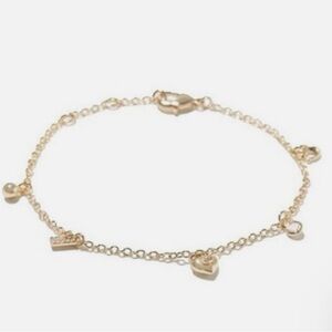 Coach Gold Heart Charm Bracelet NWT Giftable (5 charms)
